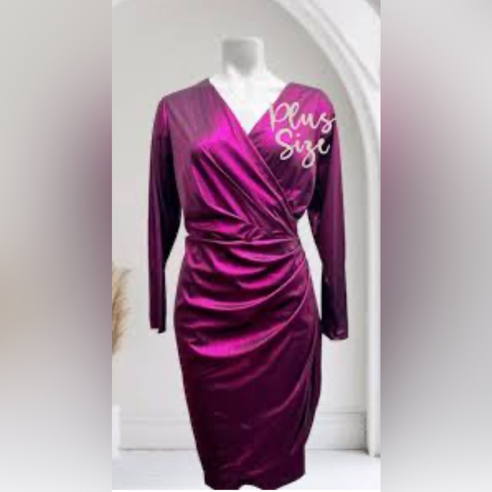 Plus Size Magenta Wrap Dress